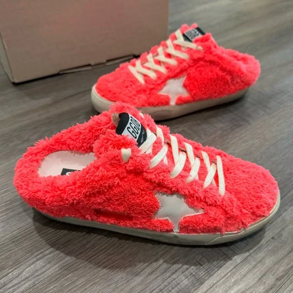 Golden Goose Superstar Sabot Fuchsia White Slip On Shearling Sneakers - Picture 3 of 15